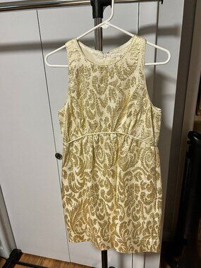 Shoshanna - Vintage Shoshanna Lonstein gold brocade dress sz 8 circa 2000